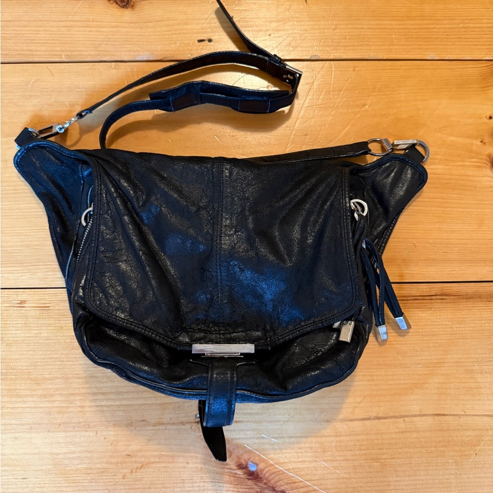 Black Leather Shoulder Bag, Well Loved